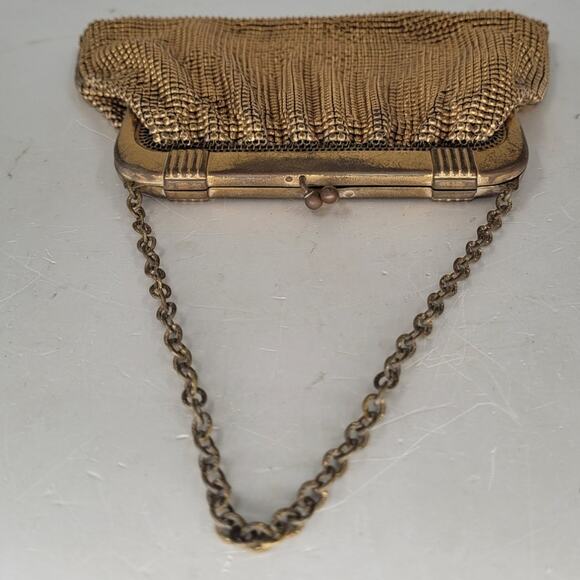 Vintage Whiting & Davis 40s Gold Mesh Evening Cocktail Chain Wristlet Bag - Picture 7 of 15